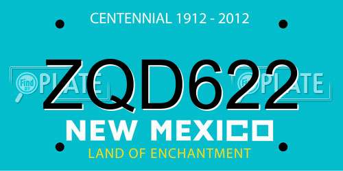 ZQD622 New Mexico License Plate