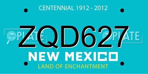 ZQD627 New Mexico License Plate