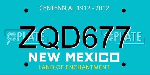 ZQD677 New Mexico License Plate
