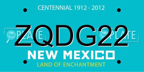 ZQDG22 New Mexico License Plate