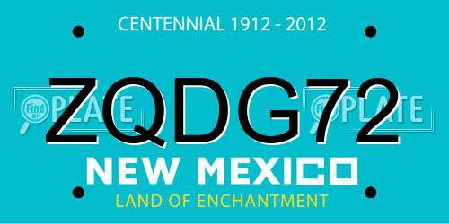 ZQDG72 New Mexico License Plate