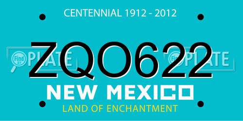ZQO622 New Mexico License Plate