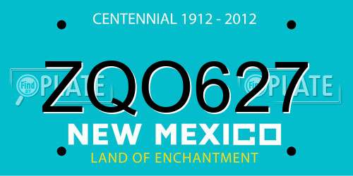 ZQO627 New Mexico License Plate