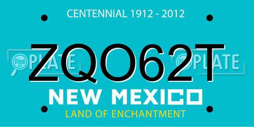 ZQO62T New Mexico License Plate