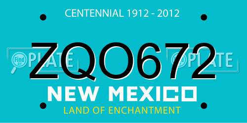 ZQO672 New Mexico License Plate