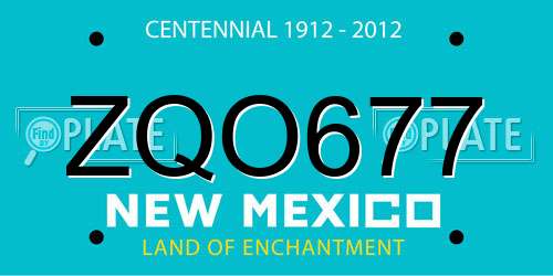 ZQO677 New Mexico License Plate