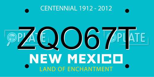 ZQO67T New Mexico License Plate