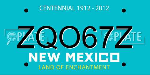 ZQO67Z New Mexico License Plate