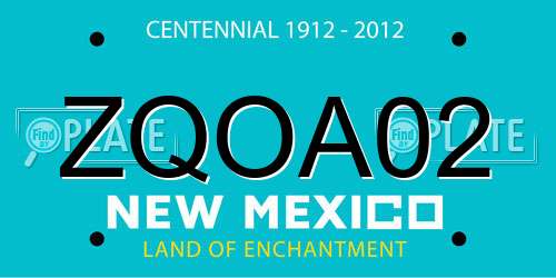 ZQOA02 New Mexico License Plate
