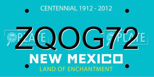 ZQOG72 New Mexico License Plate