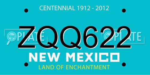 ZQQ622 New Mexico License Plate
