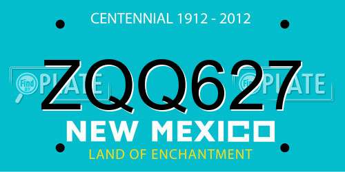 ZQQ627 New Mexico License Plate