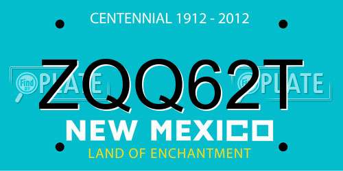 ZQQ62T New Mexico License Plate