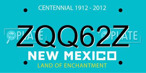 ZQQ62Z New Mexico License Plate