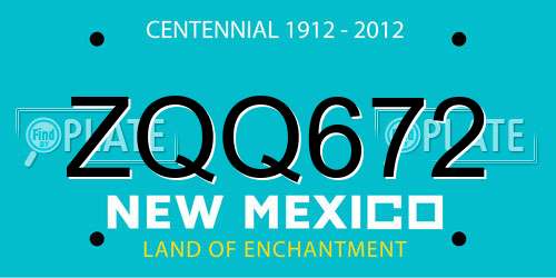 ZQQ672 New Mexico License Plate