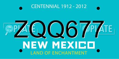 ZQQ677 New Mexico License Plate