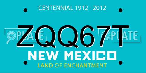 ZQQ67T New Mexico License Plate