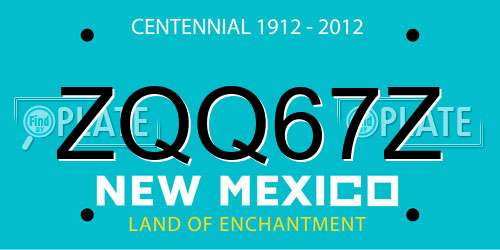 ZQQ67Z New Mexico License Plate