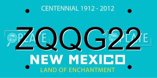 ZQQG22 New Mexico License Plate