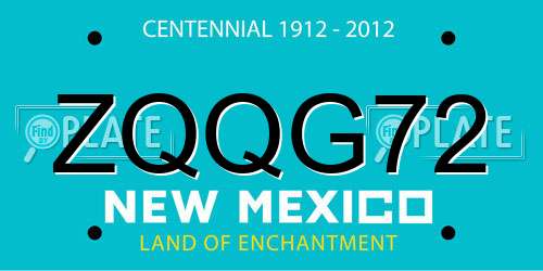 ZQQG72 New Mexico License Plate