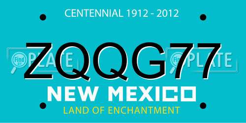 ZQQG77 New Mexico License Plate