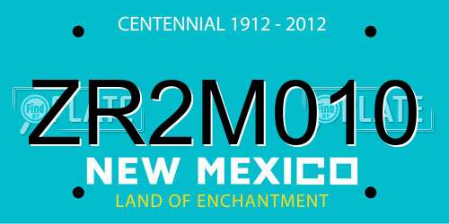ZR2M010 New Mexico License Plate