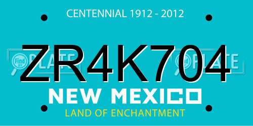 ZR4K704 New Mexico License Plate