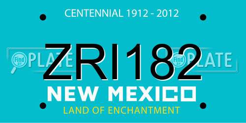 ZRI182 New Mexico License Plate