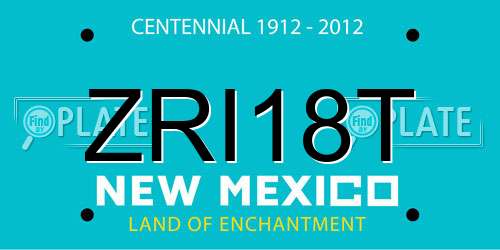 ZRI18T New Mexico License Plate