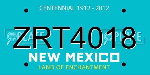 ZRT4018 New Mexico License Plate