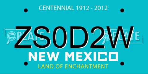 ZS0D2W New Mexico License Plate