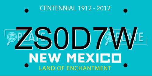 ZS0D7W New Mexico License Plate