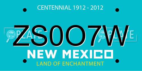 ZS0O7W New Mexico License Plate