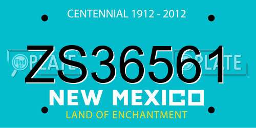 ZS36561 New Mexico License Plate