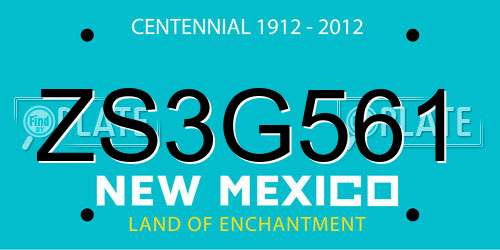 ZS3G561 New Mexico License Plate