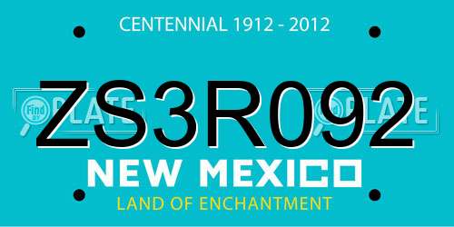 ZS3R092 New Mexico License Plate