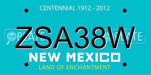 ZSA38W New Mexico License Plate