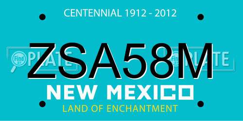 ZSA58M New Mexico License Plate
