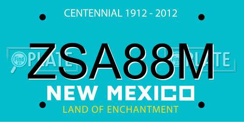 ZSA88M New Mexico License Plate