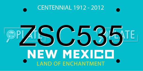 ZSC535 New Mexico License Plate