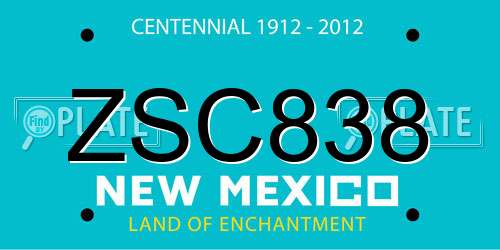 ZSC838 New Mexico License Plate