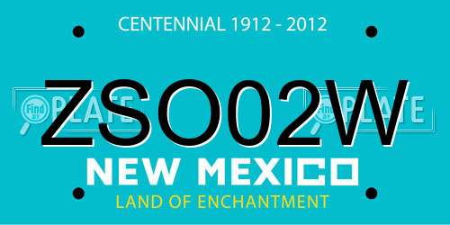 ZSO02W New Mexico License Plate