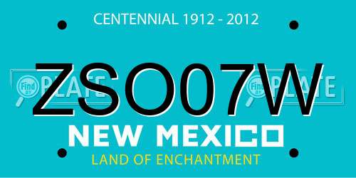 ZSO07W New Mexico License Plate