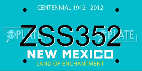 ZSS352 New Mexico License Plate