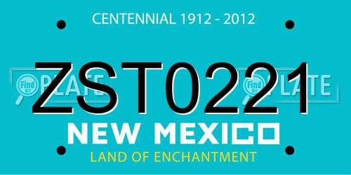 ZST0221 New Mexico License Plate