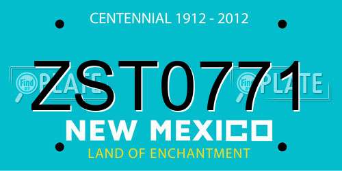 ZST0771 New Mexico License Plate