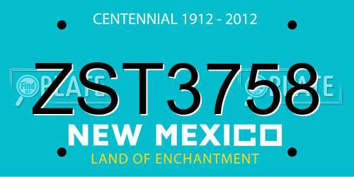 ZST3758 New Mexico License Plate