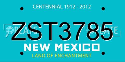ZST3785 New Mexico License Plate