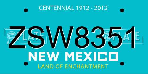 ZSW8351 New Mexico License Plate
