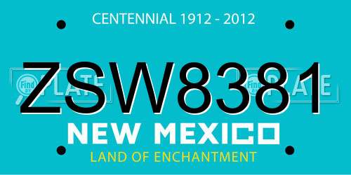 ZSW8381 New Mexico License Plate
